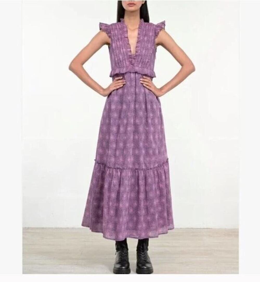 Banjanan Constance Maxi Dress Petal Power Blueprint Cotton Voile Sz S